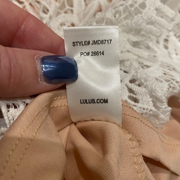 Lulu's Kayleigh White and Nude Lace Short Sleeve Midi Dress 16353 - Picture 14 of 16